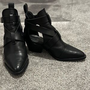 All Saints Black Ankle Boots with Straps